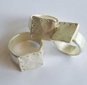 Saundra Messinger Square Ring With Seven Diamonds-Silver-size 7.5